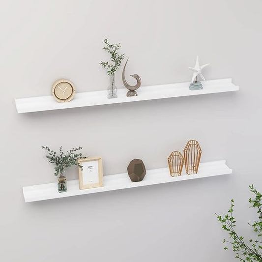 White Wall Shelves 2 Pack 39.4 Inch Floating Shelves for Living Room Bedroom Bathroom Storage Display Organizer with 11lb Load Capacity
