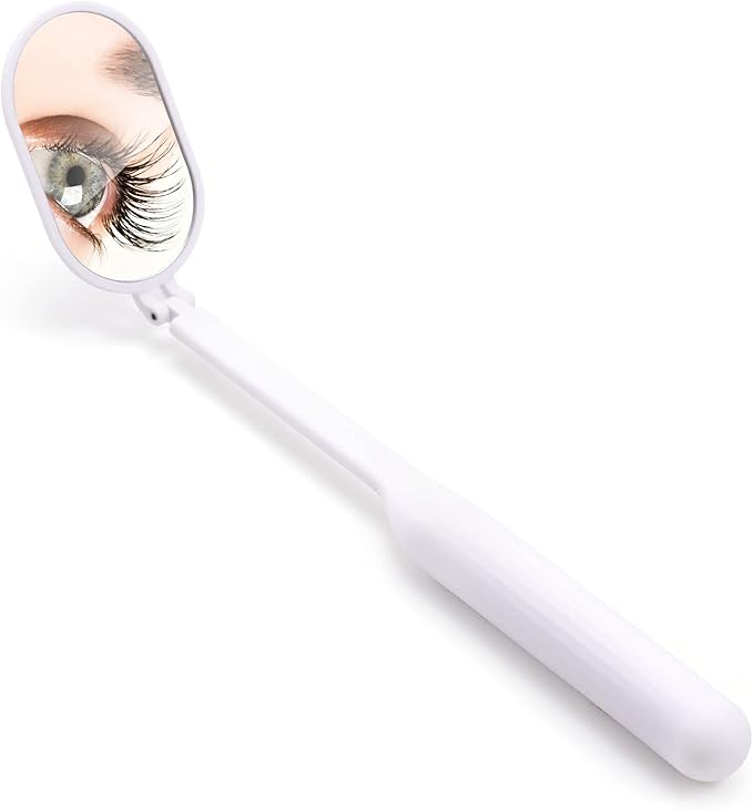 Lash Mirror for Eyelash Extensions, 2inch Foldable Eyelash Mirror for Easy Storage, Light-Weight Adjustable Makeup Mirror for Lash Tech Supplies, White