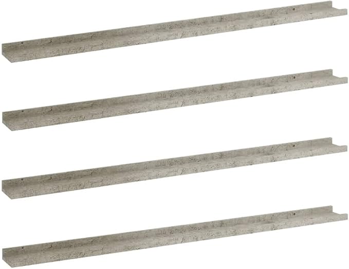 Concrete Gray Wall Shelves Set of 4 Industrial Floating Shelves 45.3 Inch for Living Room Bedroom Storage Display Modern MDF Shelving Units