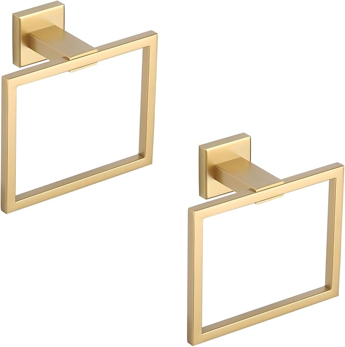 GERZWY Bathroom Hand Towel Holder Gold Stainless Steel Towel Ring for Bath Kitchen Garage Heavy Duty Wall Mounted JG1916-2BE