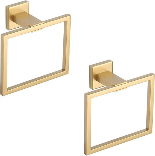 GERZWY Bathroom Hand Towel Holder Gold Stainless Steel Towel Ring for Bath Kitchen Garage Heavy Duty Wall Mounted JG1916-2BE