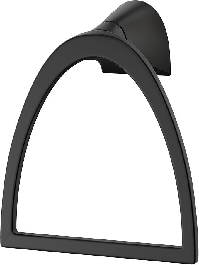 Pfister Karci Towel Ring, Hand Towel Holder for Bathroom, Wall-Mounted, Screw-In, Matte Black Finish, BRBKA0B