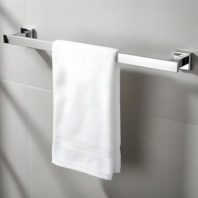 Roshan Handcrafted and Hand Polished Multi Purpose Towel Rack, Rust Proof and Peel Resistant Towel Shelf, Includes 2 Handmade Hooks (4-Piece Silver)