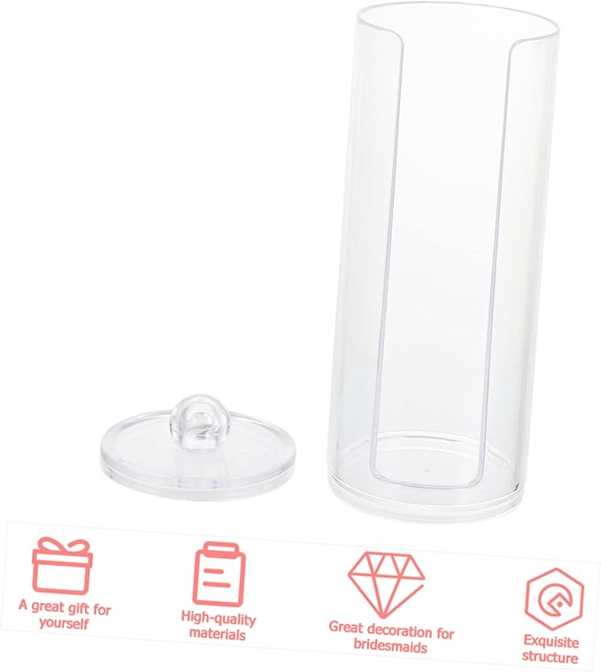 Cylindrical Plastic Hair Ring Organizer Lid 1-piece Makeup Storage Box for Hair Ties and Cotton Pads for Vanity and Bathroom Use
