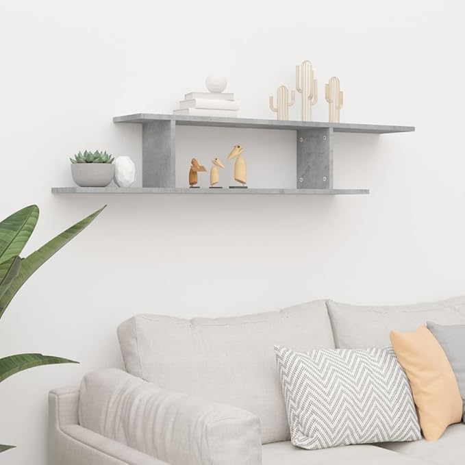 Wall Mount TV Shelf Concrete Gray 49.2 inch Floating Media Console for Living Room Bedroom Modern Entertainment Center with 88lb Capacity Engineered Wood Storage Rack