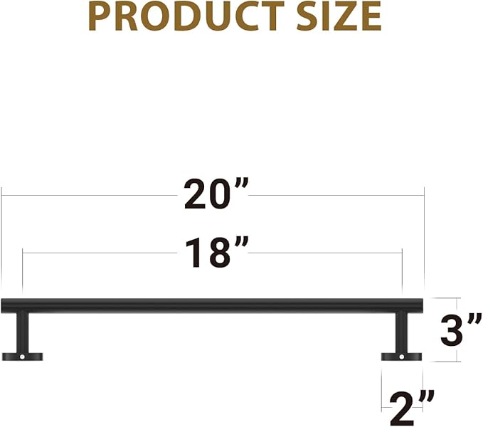 Luxbaro 2 Pack 18 Inch Matte Black Towel Bar, Thicken Towel Rack for Bathroom Wall, SUS304 Stainless Steel Towel Rod, Modern Home Decor (Total Length 20-Inch)