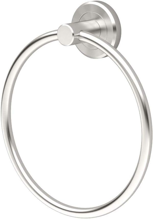 Gatco 4292 Latitude II Towel Ring | Modern Hand Towel Holder for Bathroom | Stylish Decorative Hardware, Heavy Duty Metal, EZ Ancor Mounting | Satin Nickel