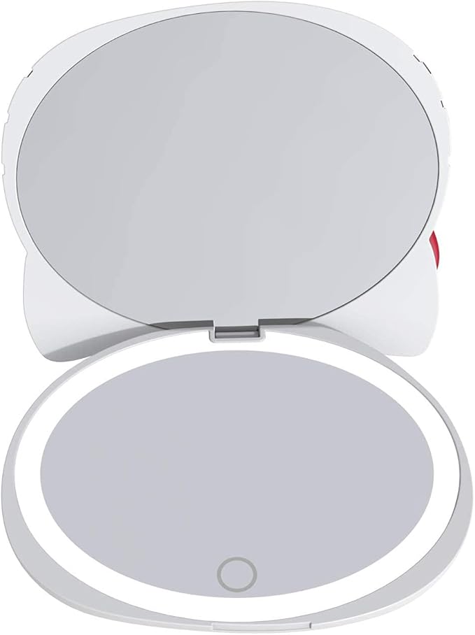 Impressions Vanity Hello Kitty Kawaii Compact Mirror with Touch Sensor Switch for Purse, LED Makeup Mirror with 2X Magnifying Top and Adjustable Brightness (White)