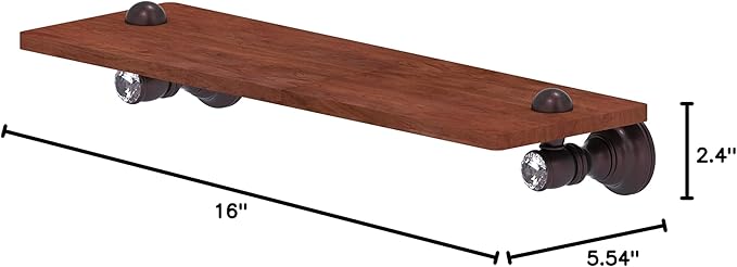 Allied Brass CC-1-16-IRW Carolina Crystal Collection 16 Inch Wood Shelf, Antique Bronze