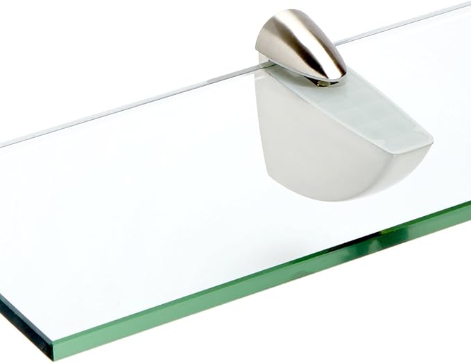 Spancraft Glass O-12x18-Brushed Steel Oriole Glass Shelf, Brushed Steel, 12" x 18"
