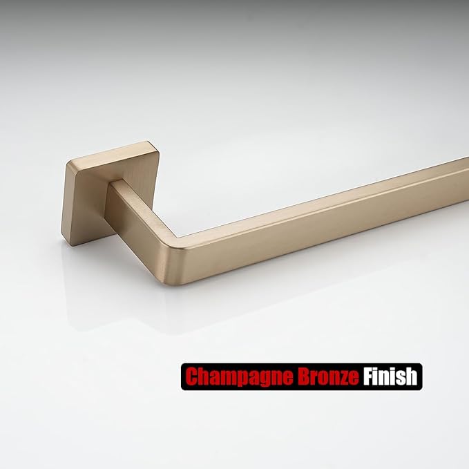 JQK Champagne Bronze Towel Bar, 16 Inch 304 Stainless Steel Thicken 0.8mm Towel Rack Bathroom, Towel Holder Wall Mount, Total Length 18.41 Inch, TB250L16-CB