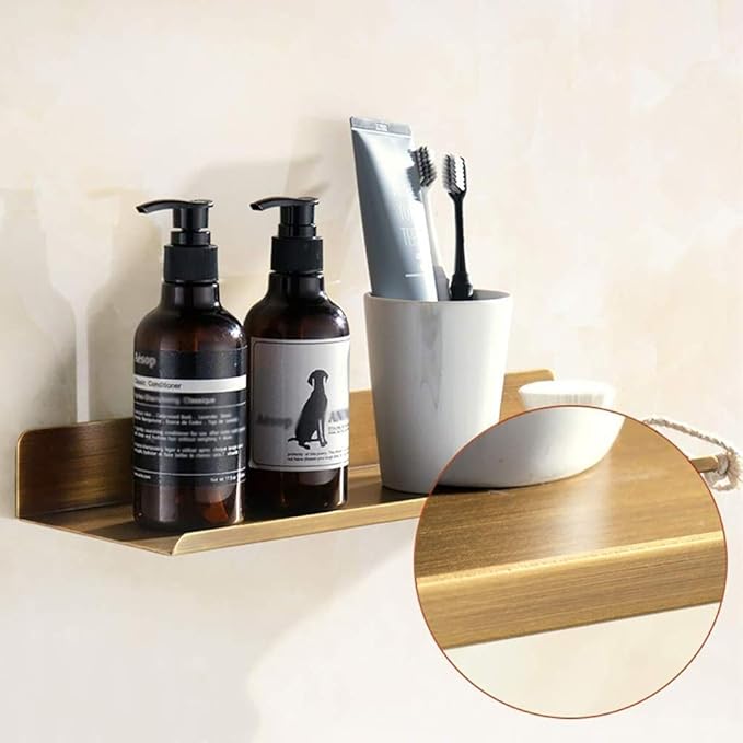 Antique Bathroom Shelf Full Copper Toilet Cosmetic European Wall Hanging Word(50cm)