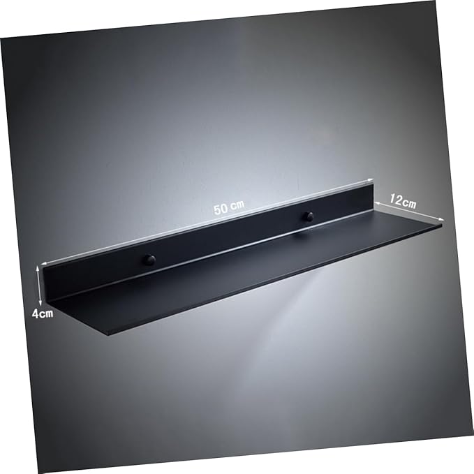 Holibanna Black Floating Bathroom Shelf Wall Mount Storage Rack Space-Saving Rustproof Aluminum Organizer for Cosmetics Perfume and Accessories Easy to Install