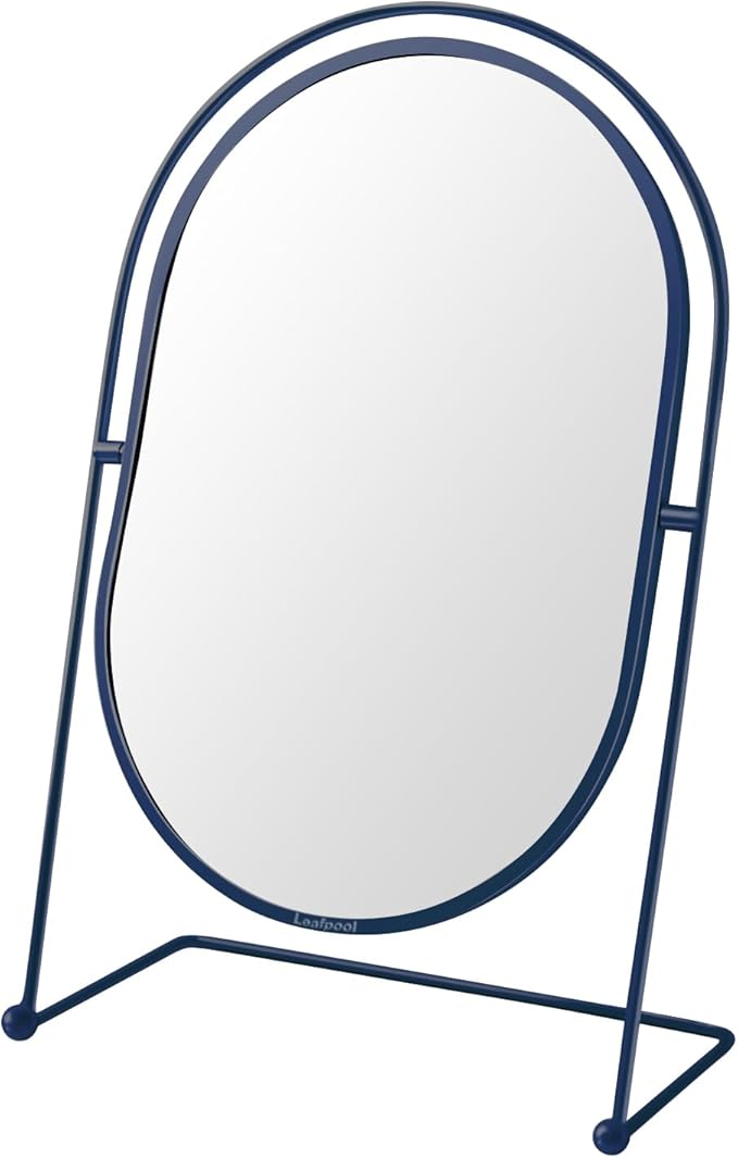 Tabletop Vanity Make up Mirror, Desktop Blue Standing Oval Personal Makeup Mirror Gift for Bathroom,Bedroom,Girls