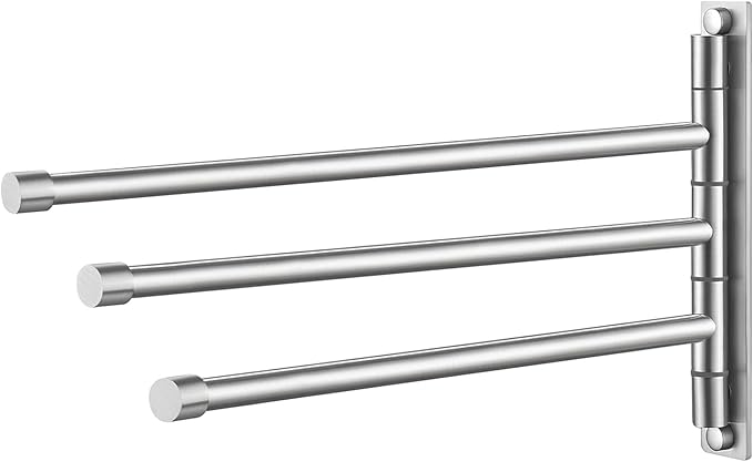 KES Bathroom Towel Bar 13.8 Inch Swing Arm Wall Mount Swing Out 3-Arm Towel Holder SUS304 Stainless Steel Brushed Finish, A2102S3-2