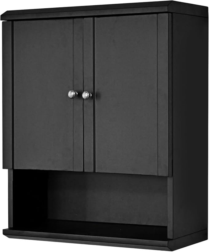 Fundin Black Bathroom Wall Metal Cabinet with Hidden Tissue Slot & Adjustable Shelves, Over The Toilet Storage Cabinet for Bathroom Laundry Room