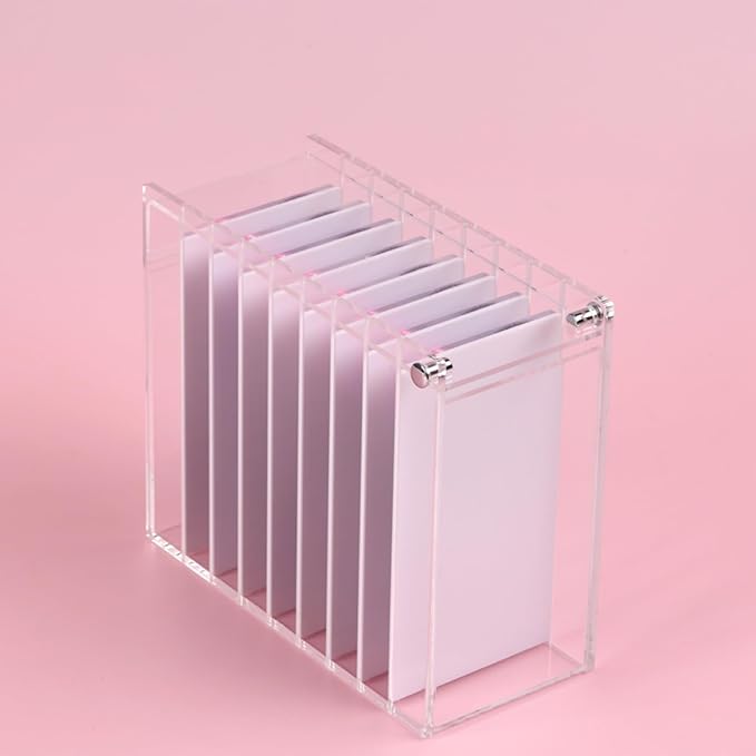 Acrylic Transparent Eyelash Storage Box, 8 Layers False Eyelashes Glue Pallet Holder Display Grafting Eye lashes Extension Close-Packed Display with 8 Pallets Clear Makeup Organizer (Marble White)