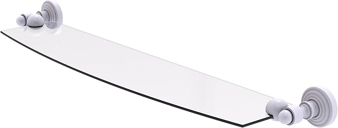 Allied Brass WP-33/24-WHM Waverly Place 24 Inch Glass Shelf, Matte White