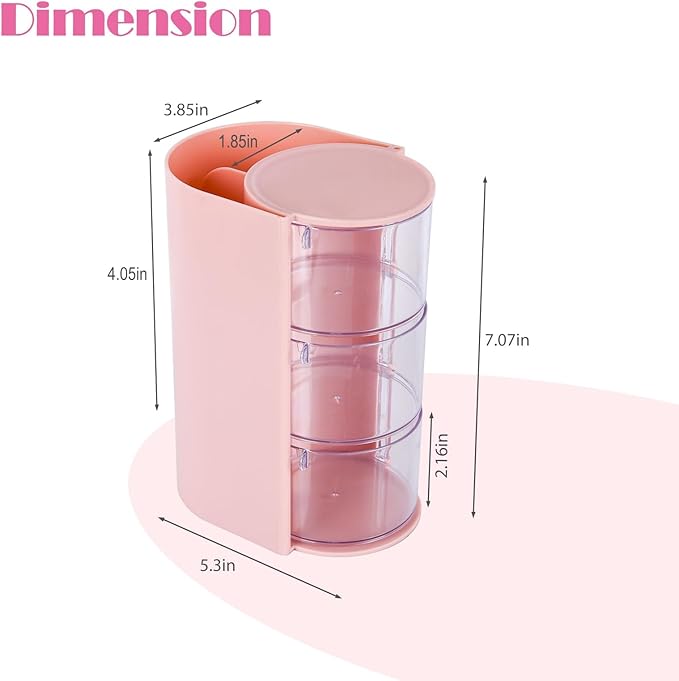 Hair Accessory Organizer, Hair Brush Organizer, 3-Tier Clear Hair Accessories Organizer Rotatable, Perfect for Hair Ties Clips and Small Bows Clip Earring Necklaces, A Girl The Latest Gift white
