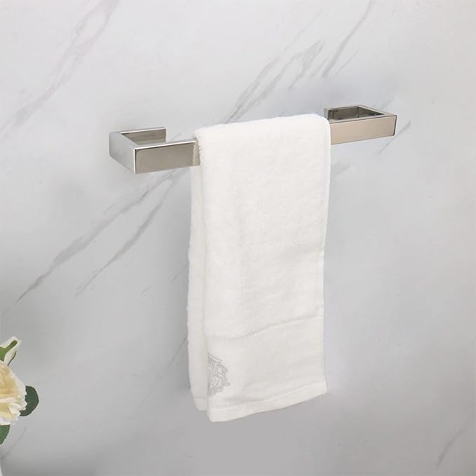 TocTen Bath Towel Rack - Square Base Thicken SUS304 Stainless Steel Towel Bar for Bathroom, Bathroom Bar Accessories Towel Rod Heavy Duty Wall Mounted Towel Holder (Polish Chrome, 12 Inch)