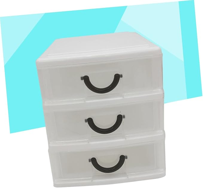 Beige Plastic Storage Box with Handle Translucent Desktop Organizer for Sundries Cosmetic Holder Lightweight Portable for Home Office Use