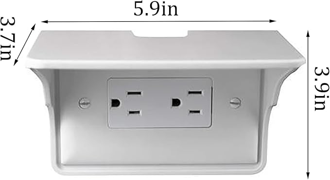 Horizontal Wall Outlet Shelf. Home Wall Shelf Organizer for Outlets. Perfect for Bathroom, Kitchen, Bedrooms with Cord Management and Easy Installation. White 2-Pack