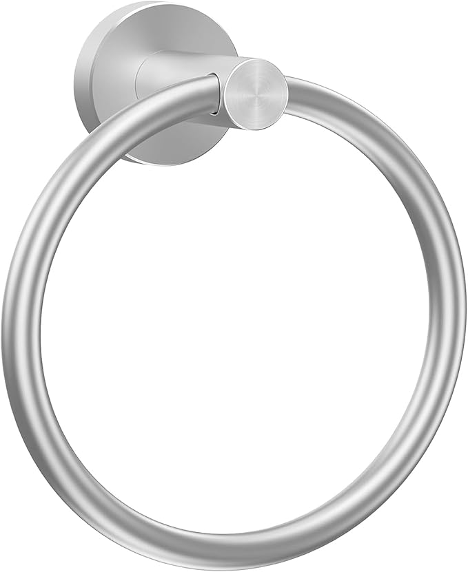 WOOPHEN Hand Towel Ring, Thicken Stainless Steel Bath Towel Holder Modern Round Towel Hanger Wall Mounted for Bathroom, Kitchen (Brushed Nickel)