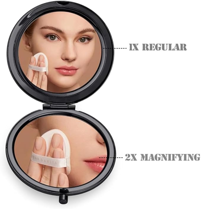 Pocket Mirror for Men and Women,Magnifying Compact Mirror for Purse - 1x/2x Magnification Small Travel Makeup Mirror,Double-Sided Mini Folding Mirror for Daily,Travel Essential