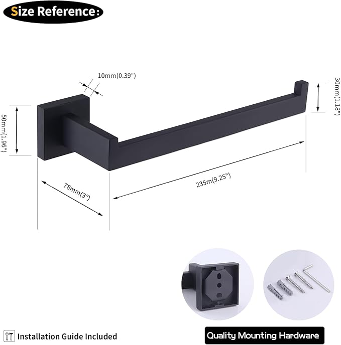 GERZWY SUS 304 Stainless Steel Bathroom Hand Towel Holder Matte Black Towel Ring for Bath Kitchen Garage Heavy Duty Wall Mounted FG1606-BK