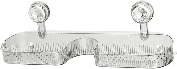Suction Bathroom Shelf with Drain Holes Space Efficient Storage for Toiletries Cosmetics Laundry Room Supplies Multipurpose Suction Shelf