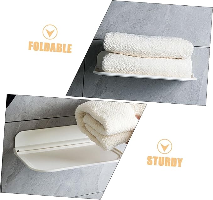 Zerodeko 2Pcs Foldable Wall Mounted Storage Shelves for Bathroom Compact Adhesive Rack for Soap Towels and Toiletries Space Saving Floating Shelves for Neat Organization