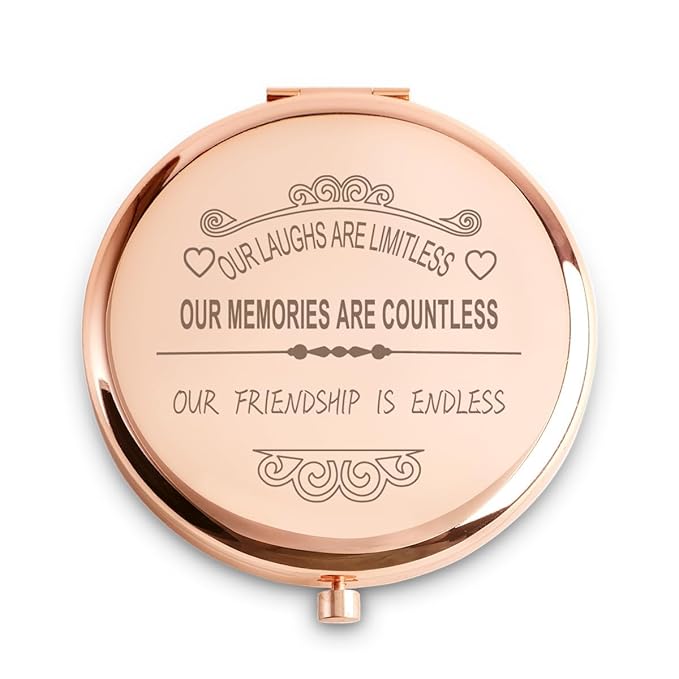 Friendship Gifts for Women Girls, Personalized Gifts for Friends BBF Bestie, Custom Compact Mirror for Birthday, Mothers Day, Graduation, Basket Stuffers