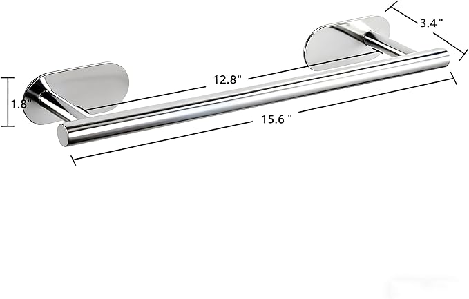 SEIDO Adhesive Towel Bar for Bathroom, 304 Stainless Steel Hand Towel Holder Chrome, 16 Inch Towel Racks for Bathroom, No Drilling Needed, Polished Chrome