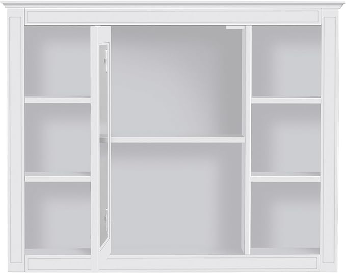 Merax Bathroom Medicine Cabinet with Mirror, 35" x 27.5" Wall Mounted Medicine Cabinet with Single Door and Shelves, Over The Toilet Mirrored Bathroom Storage Wall Cabinet