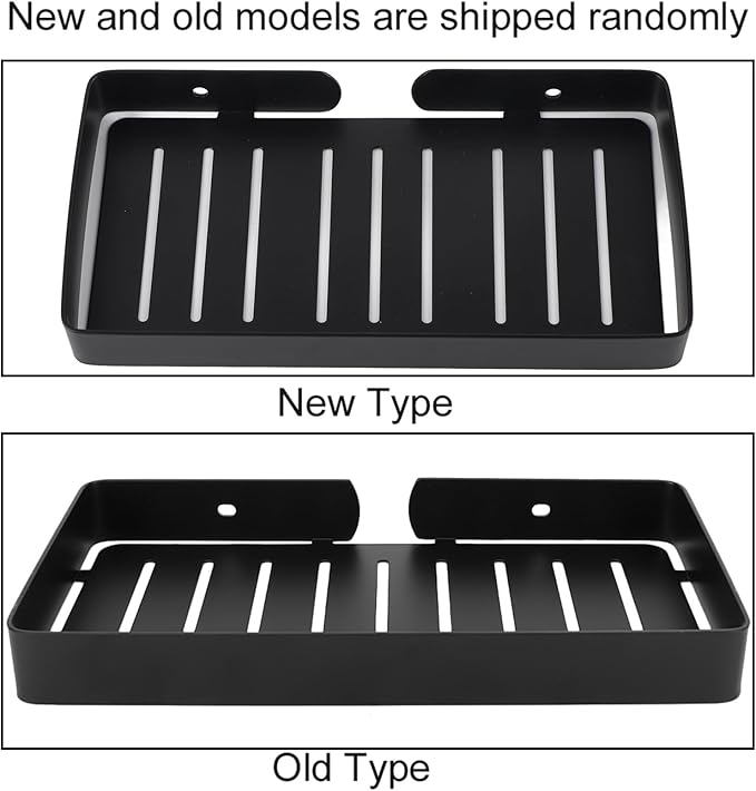 YWBL-WH Rack Wall Mount Stainless Steel Bathroom Shelf Organizer with Drain Rack 23x12cm for Shampoo Dispenser Kitchen Storage (Black)