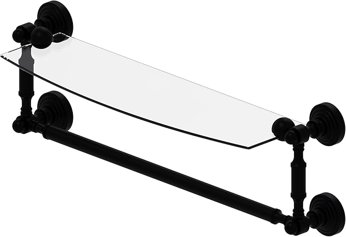 Allied Brass WP-33TB/18-PNI Glass Shelf with Towel Bar, 18-Inch x 5-Inch, Satin Chrome