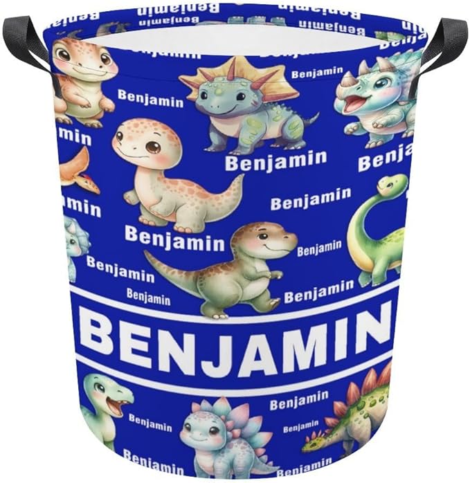Custom Dinosaur Laundry Baskets, Personalized Dinosaur Gifts, Collapsible Laundry Hamper with Name for Kids Adults Home Decoration