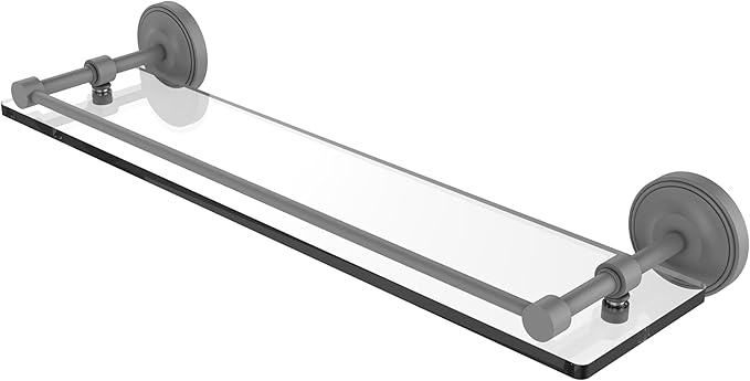 Allied Brass PRBP-1/22-GAL-GYM Prestige Regal 22 Inch Tempered Glass Gallery Rail Shelf, Matte Gray