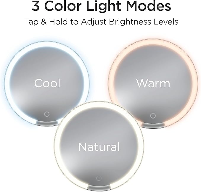 iHome Makeup Mirror with Lights and Bluetooth Speaker, Travel Mirror is Portable and Rechargeable – White (iCVBT9W.EXv24)