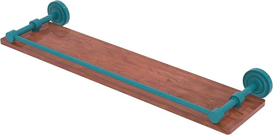 Allied Brass DT-1-22-GAL-IRW-GLT Dottingham Collection 22 Inch Solid IPE Ironwood Shelf with Gallery Rail, Glokzin Teal