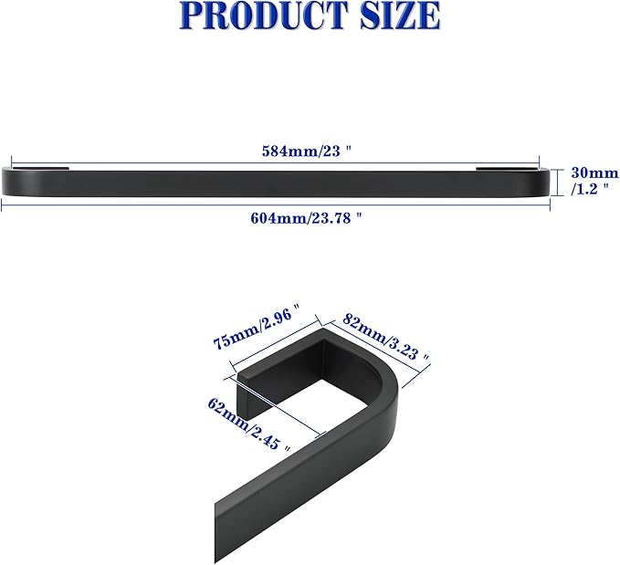 Alise Towel Bar for Bathroom,Black Towel Holder 24'' Towel Racks for Bathroom Wall Mount,SUS304 Stainless Steel Towel Rail Towel Hanger for Walls