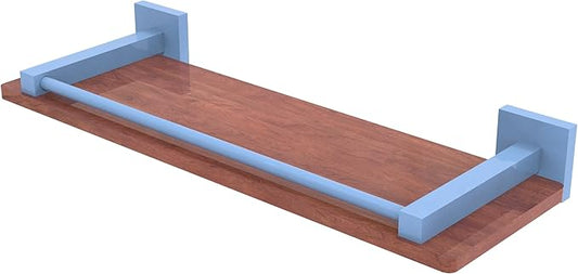 Allied Brass MT-1-16-GAL-IRW-FTB Montero Collection 16 Inch Solid IPE Ironwood Shelf with Gallery Rail, Flat Troll Blue