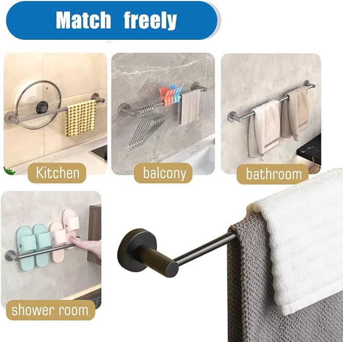 Retractable #304 Stainless Steel Towel Bar, Single bar or Double bar Optional,Adjustable Length from 16 inches to 28.9 Inches (Matt Black, Single Towel Bar)