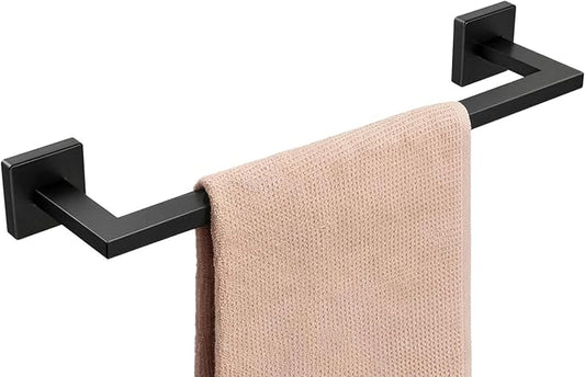 Matte Black Towel Bar, 16 Inch Towel Rack for Bathroom Wall Mounted, Thicken SUS304 Stainless Steel Heavy Duty Hand Towel Holder, Space Saving Towel Rod Modern Home Decor