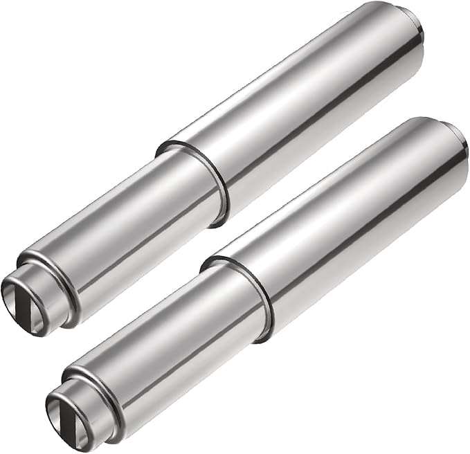 TuoxinEM 2 Pieces Universal Plastic Spring Loaded Toilet Paper Holder Roller Replacement, Chrome (Silver)