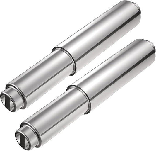 TuoxinEM 2 Pieces Universal Plastic Spring Loaded Toilet Paper Holder Roller Replacement, Chrome (Silver)