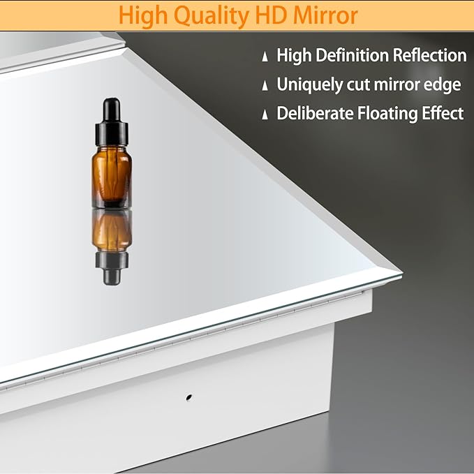 32 x 26 Inches Bathroom Medicine Cabinet with Mirror, Double Door Bathroom Mirror Cabinet, Surface or Recessed Mount White Storage Cabinet, Frameless Beveled Edge Wall Mounted Mirror Cabinet