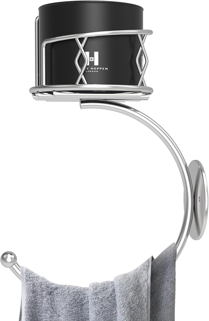 Simple Silver Hand Towel Holder for Bathroom Wall, Metal Sturdy Wall-Mounted Towel Hook with Candle Holder for Vase and Bottled, Hand Towel Racks/Hanger for Bathroom Decor and Kitchen