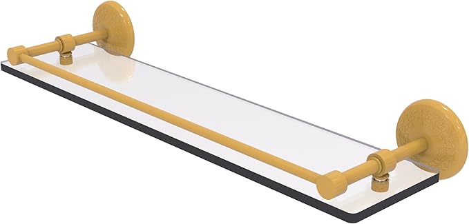Allied Brass MC-1/22-GAL-SGL Monte Carlo 22 Inch Tempered Glass Shelf with Gallery Rail, Spanish Gold