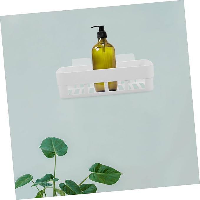 Hemobllo 3-Piece Wall-Mounted Storage Rack Adhesive Bathroom Shelf Organizers White Rectangular Design for Toiletries No Drilling Required for Kitchens and Bathrooms